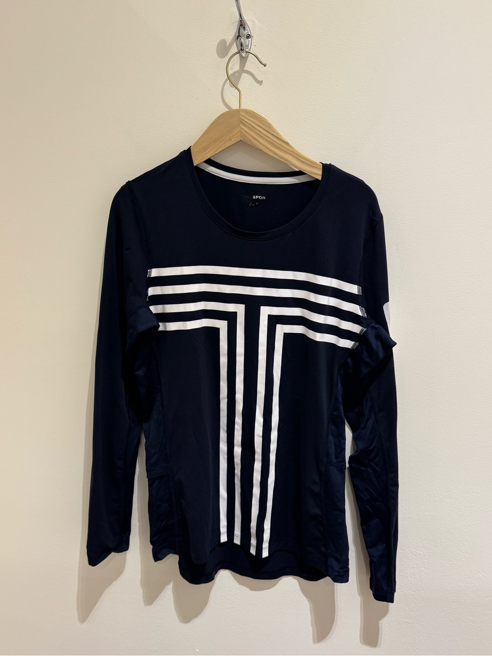 Tory Burch Navy Long-Sleeve Tee with White Graphic T